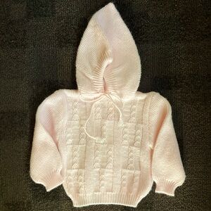 Vintage Carriage Boutiques Pink Baby Girl Zip Back Hooded Sweater Size 12-18 mo
